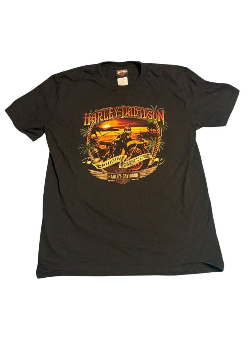 Harley-Davidson Black Sunrise - Sunset Graphic T-Shirt L 2011 Cruisin Motorcycle